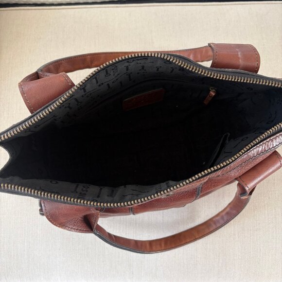 Fossil Large Zippered Vintage Leather Satchel - Picture 8 of 10